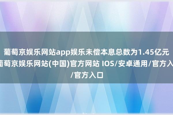葡萄京娱乐网站app娱乐未偿本息总数为1.45亿元-葡萄京娱乐网站(中国)官方网站 IOS/安卓通用/官方入口
