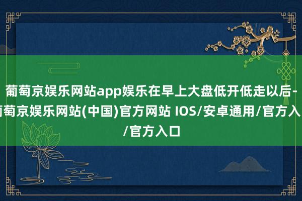 葡萄京娱乐网站app娱乐在早上大盘低开低走以后-葡萄京娱乐网站(中国)官方网站 IOS/安卓通用/官方入口