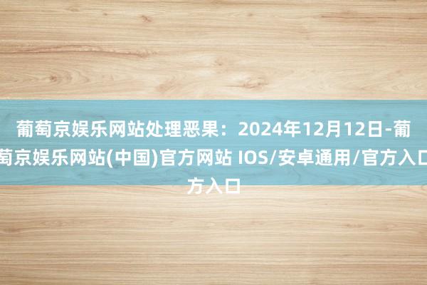 葡萄京娱乐网站处理恶果：2024年12月12日-葡萄京娱乐网站(中国)官方网站 IOS/安卓通用/官方入口